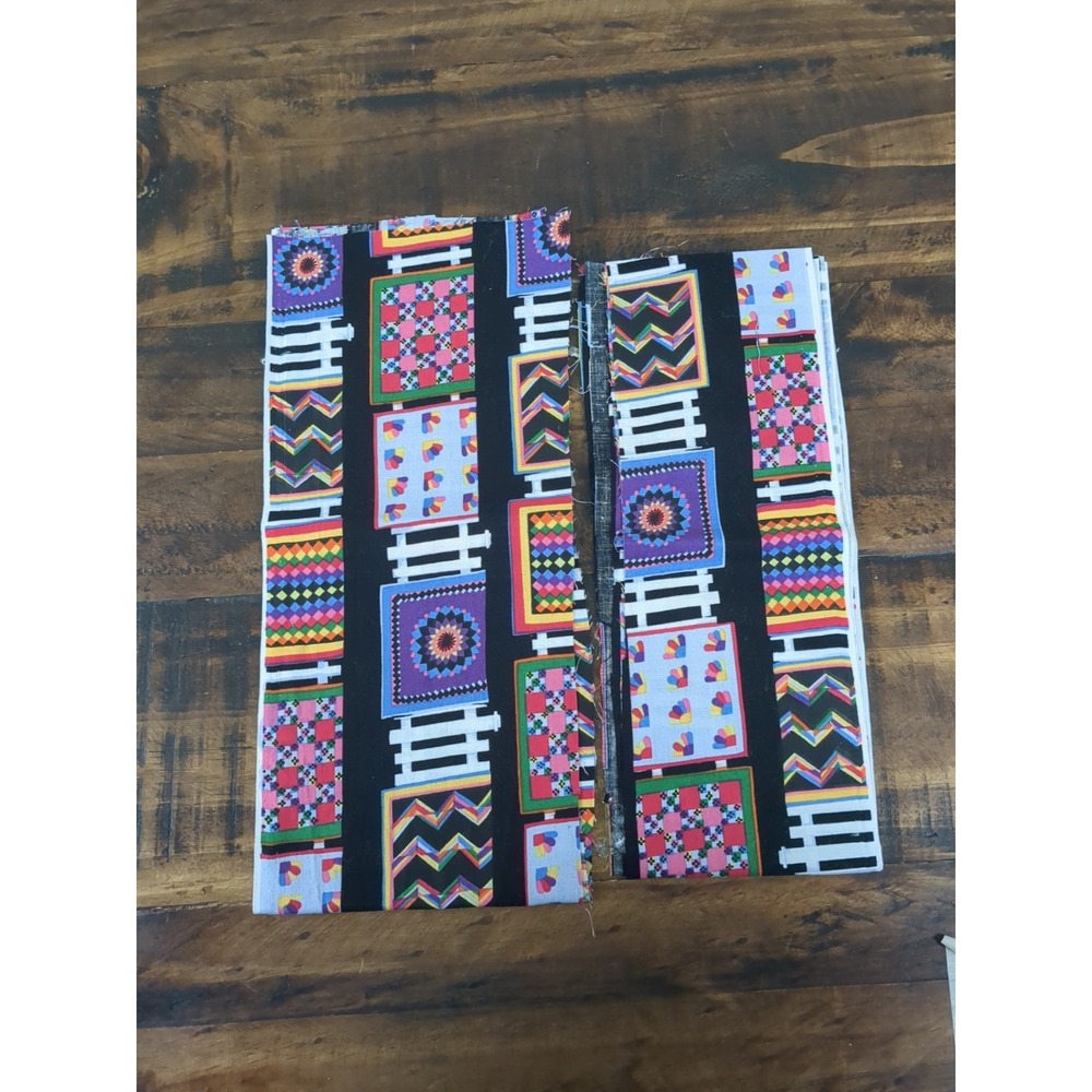 Fabric‎ 2 PCs 3 3/4" x 90" & 4 1/2" x 50" , geometric design, multicolor